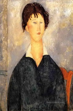  frau - Porträt einer Frau mit einem weißen Kragen 1919 Amedeo Modigliani
